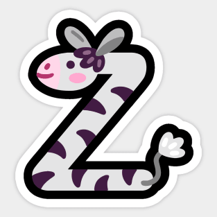 Letter Z zebra animal alphabet back to school Sticker